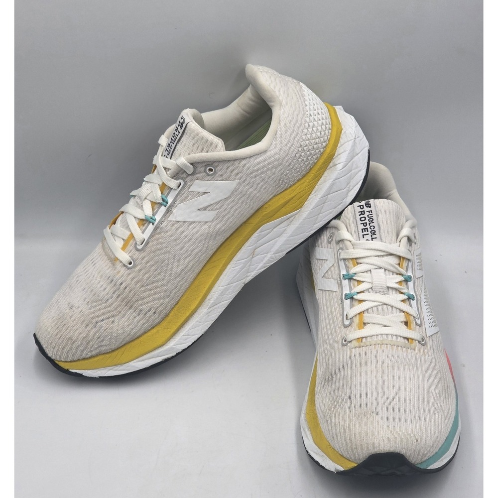New Balance FuelCell Propel v5 Womens 9.5 White Cyber Jade Running Shoes WFCPRLC - Picture 6 of 12